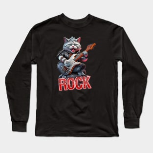 Rock- rockstar cat Long Sleeve T-Shirt